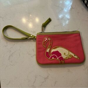 Spartina 449 Carson‎ Cottage Seaside Case Canvas Appliqué Flamingo 🦩 Wristlet